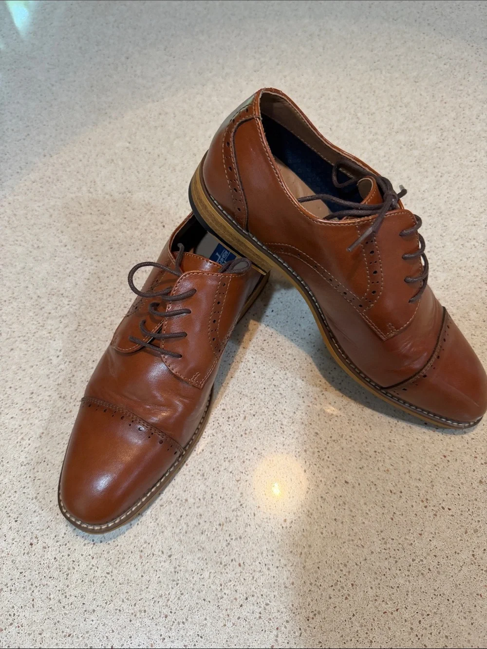 Men's Classic Tan Leather Oxford Dress Shoes